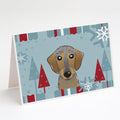 Winter Holiday Wirehaired Dachshund Greeting Cards Pack of 8 Blank Cards with Envelopes Whimsical A7 Size 5x7