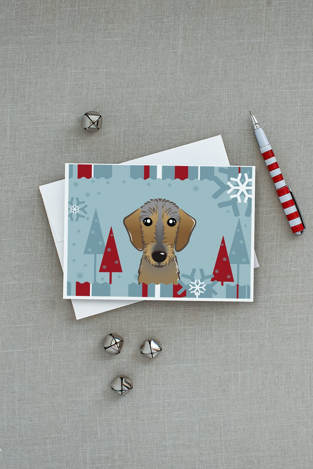 Winter Holiday Wirehaired Dachshund Greeting Cards Pack of 8 Blank Cards with Envelopes Whimsical A7 Size 5x7