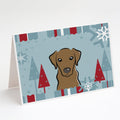 Winter Holiday Chocolate Labrador Greeting Cards Pack of 8 Blank Cards with Envelopes Whimsical A7 Size 5x7