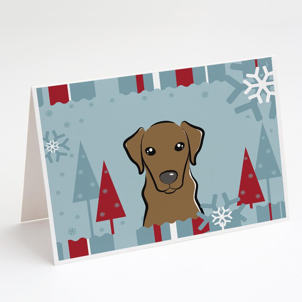 Winter Holiday Chocolate Labrador Greeting Cards Pack of 8 Blank Cards with Envelopes Whimsical A7 Size 5x7