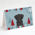 Winter Holiday Black Labrador Greeting Cards Pack of 8 Blank Cards with Envelopes Whimsical A7 Size 5x7