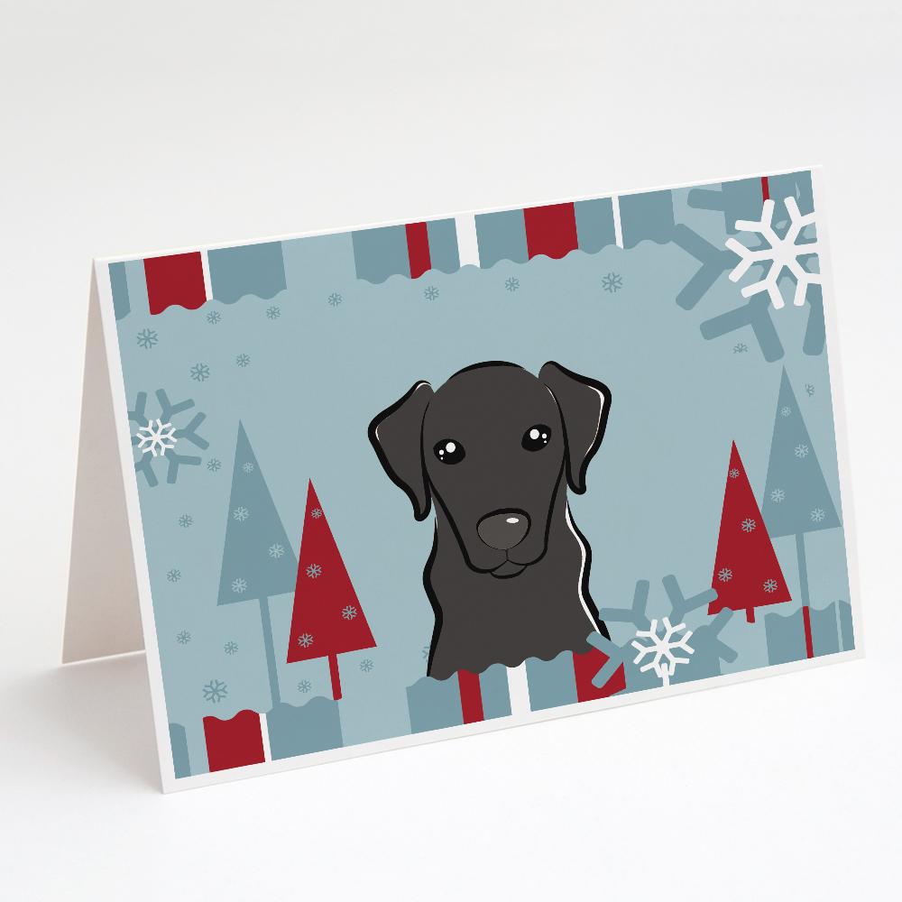 Winter Holiday Black Labrador Greeting Cards Pack of 8 Blank Cards with Envelopes Whimsical A7 Size 5x7