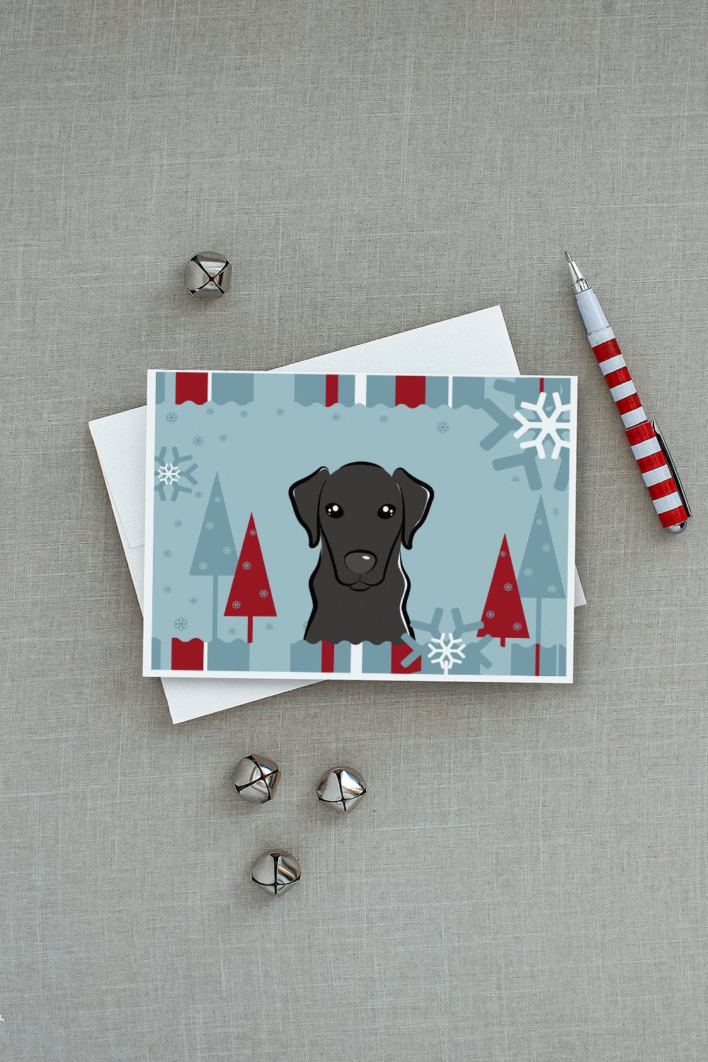 Winter Holiday Black Labrador Greeting Cards Pack of 8 Blank Cards with Envelopes Whimsical A7 Size 5x7