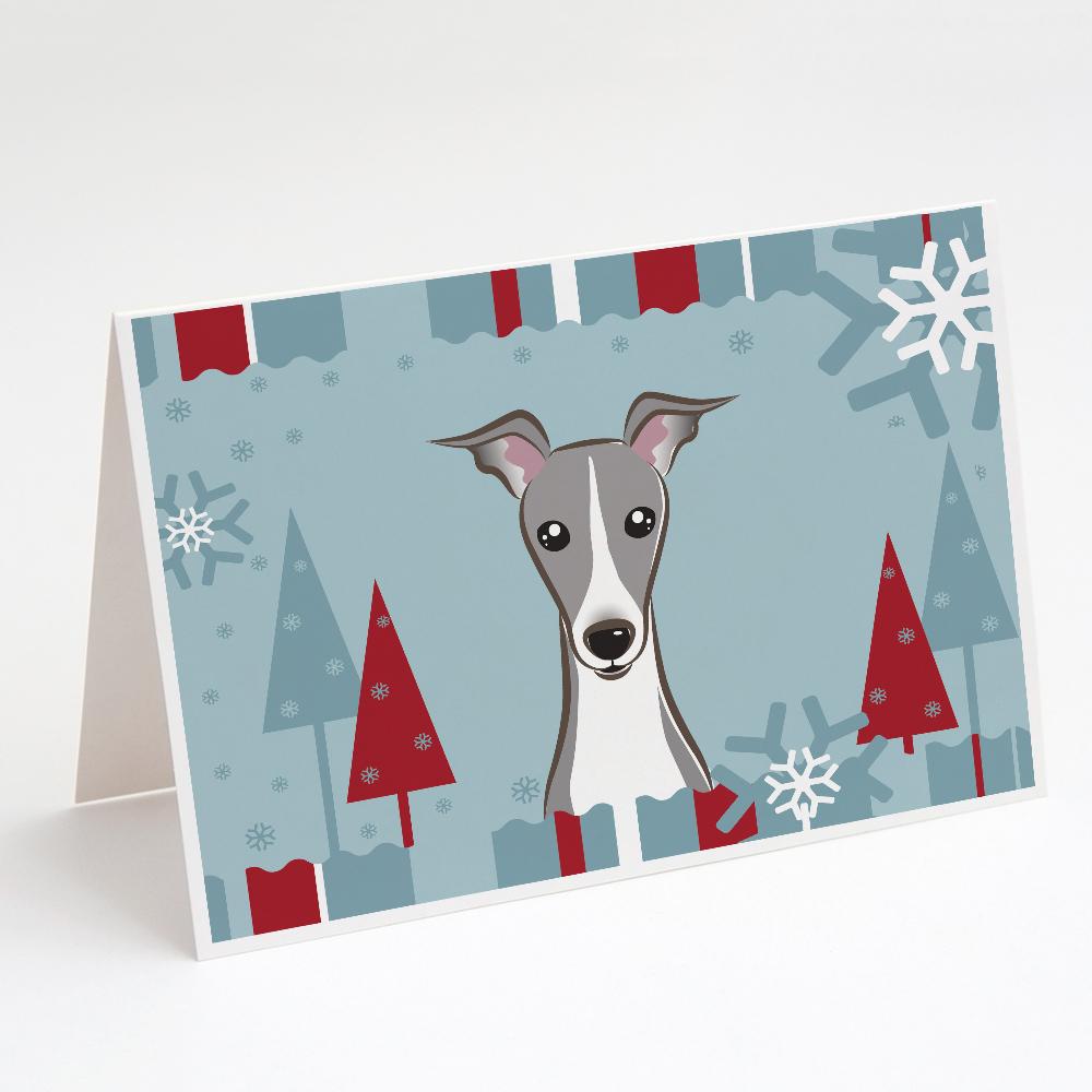 Winter Holiday Italian Greyhound Greeting Cards Pack of 8 Blank Cards with Envelopes Whimsical A7 Size 5x7