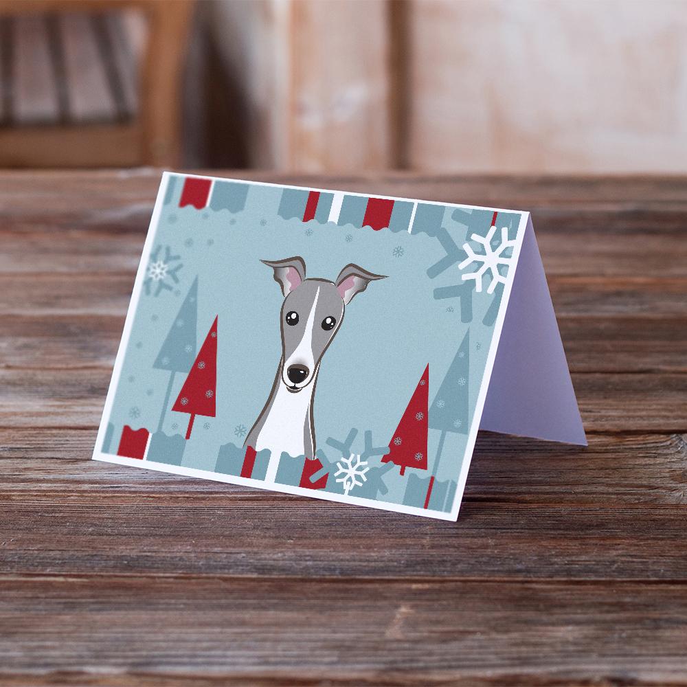 Winter Holiday Italian Greyhound Greeting Cards Pack of 8 Blank Cards with Envelopes Whimsical A7 Size 5x7