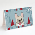 Winter Holiday French Bulldog Greeting Cards Pack of 8 Blank Cards with Envelopes Whimsical A7 Size 5x7