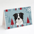 Winter Holiday Border Collie Greeting Cards Pack of 8 Blank Cards with Envelopes Whimsical A7 Size 5x7