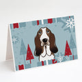 Winter Holiday Basset Hound Greeting Cards Pack of 8 Blank Cards with Envelopes Whimsical A7 Size 5x7
