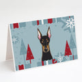 Winter Holiday Doberman Greeting Cards Pack of 8 Blank Cards with Envelopes Whimsical A7 Size 5x7