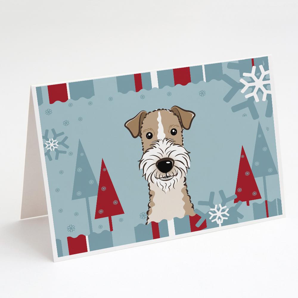 Winter Holiday Wire Haired Fox Terrier Greeting Cards Pack of 8 Blank Cards with Envelopes Whimsical A7 Size 5x7