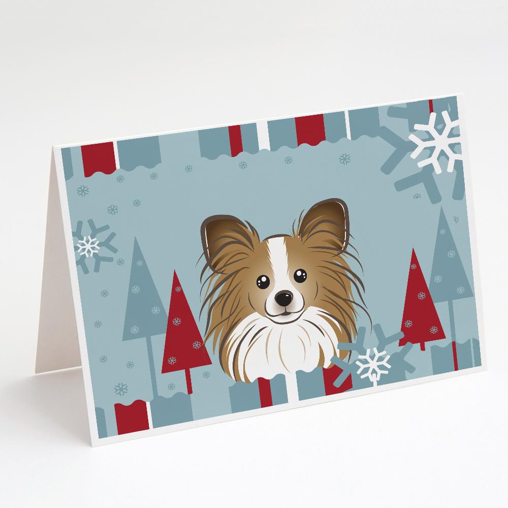Winter Holiday Papillon Greeting Cards Pack of 8 Blank Cards with Envelopes Whimsical A7 Size 5x7