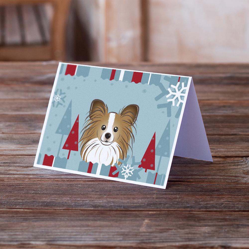 Winter Holiday Papillon Greeting Cards Pack of 8 Blank Cards with Envelopes Whimsical A7 Size 5x7