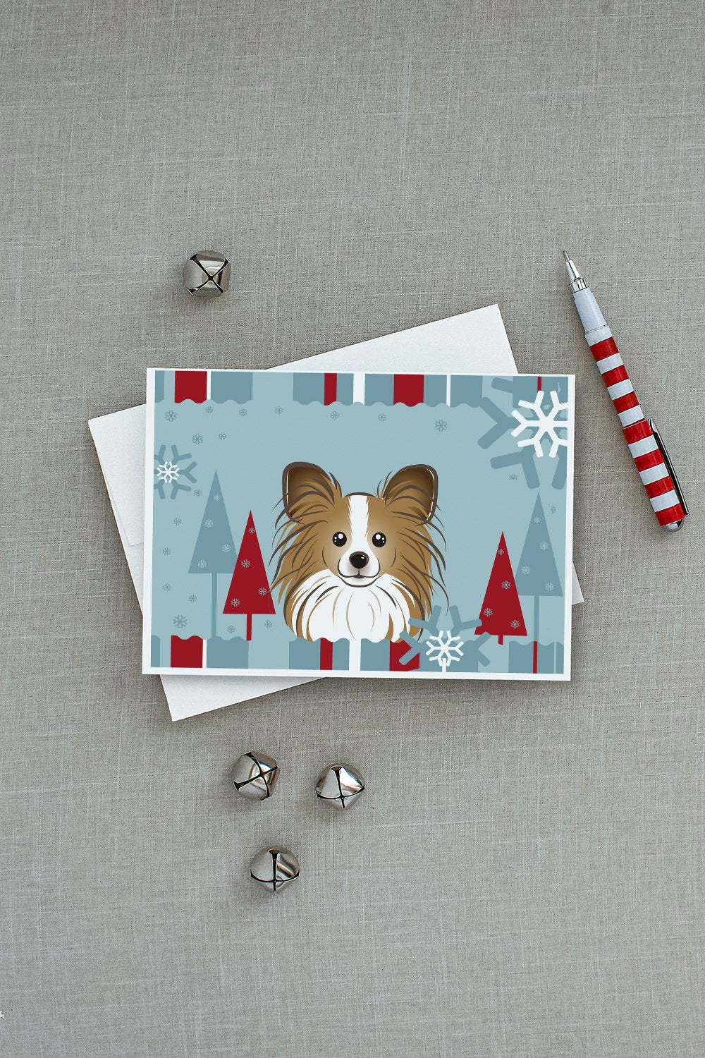 Winter Holiday Papillon Greeting Cards Pack of 8 Blank Cards with Envelopes Whimsical A7 Size 5x7