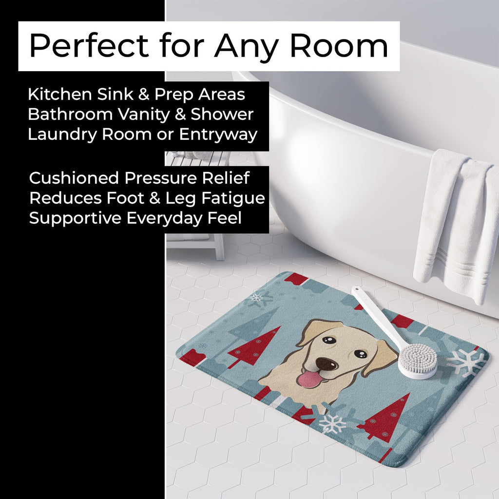 Winter Holiday Golden Retriever Memory Foam Kitchen Mat Machine Washable Anti-Fatigue Cushion Comfort Bath or Kitchen Rug