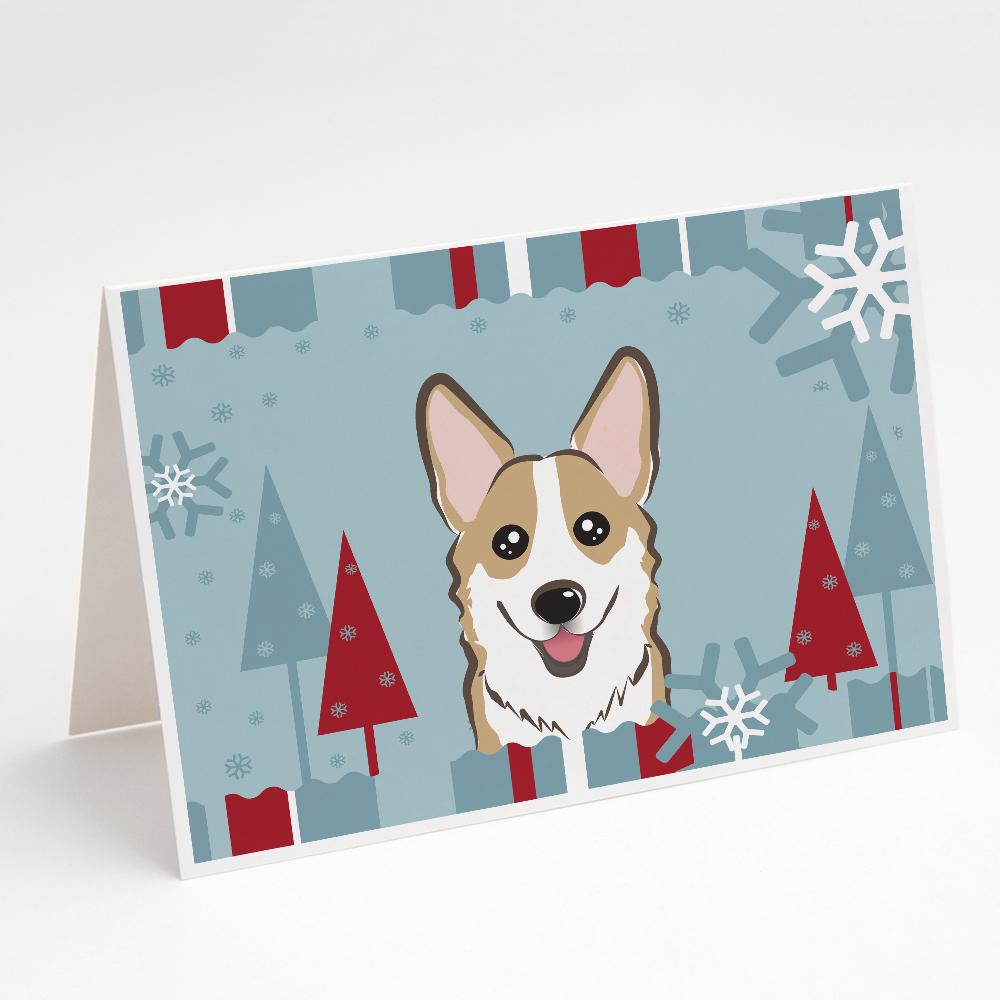 Winter Holiday Sable Corgi Greeting Cards Pack of 8 Blank Cards with Envelopes Whimsical A7 Size 5x7