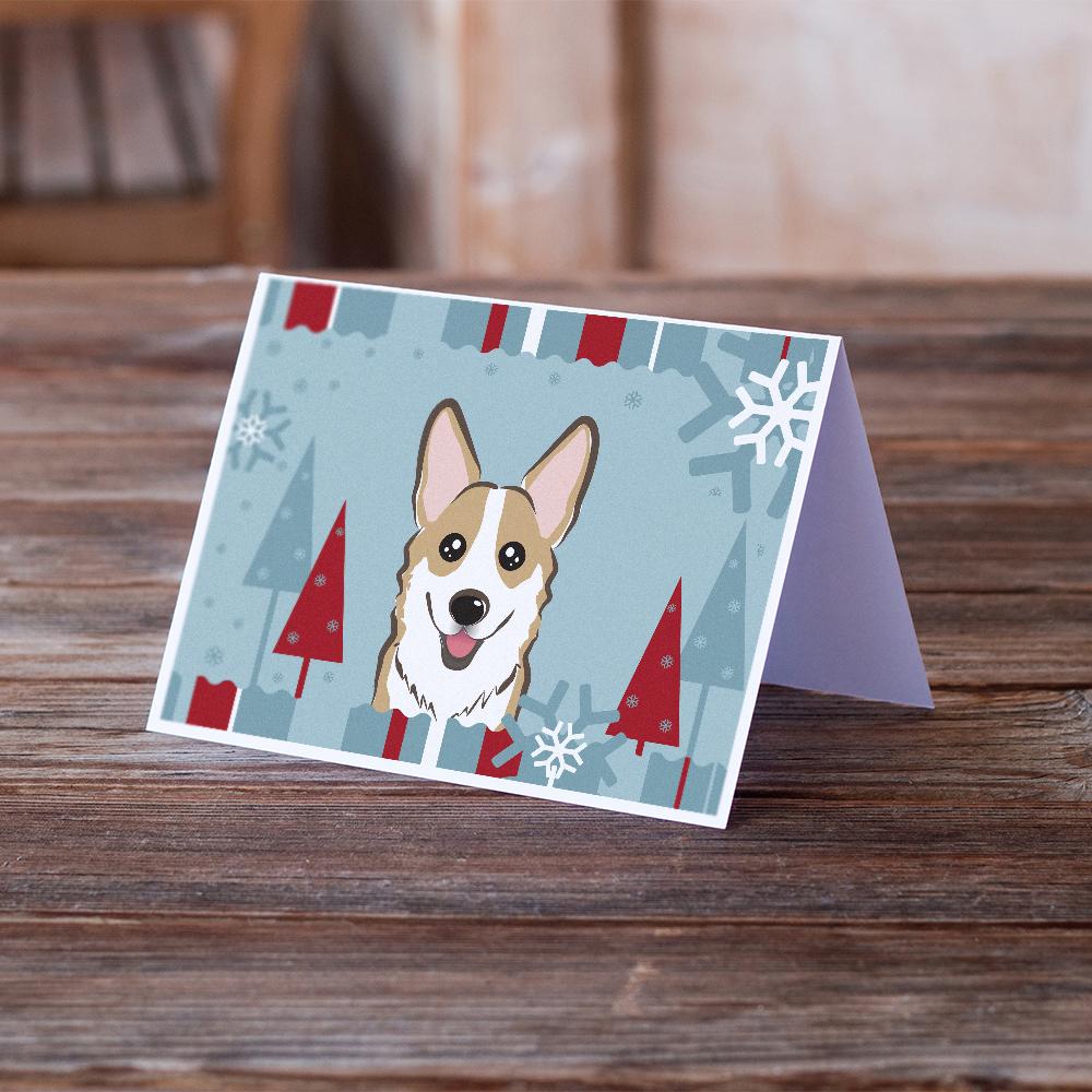 Winter Holiday Sable Corgi Greeting Cards Pack of 8 Blank Cards with Envelopes Whimsical A7 Size 5x7
