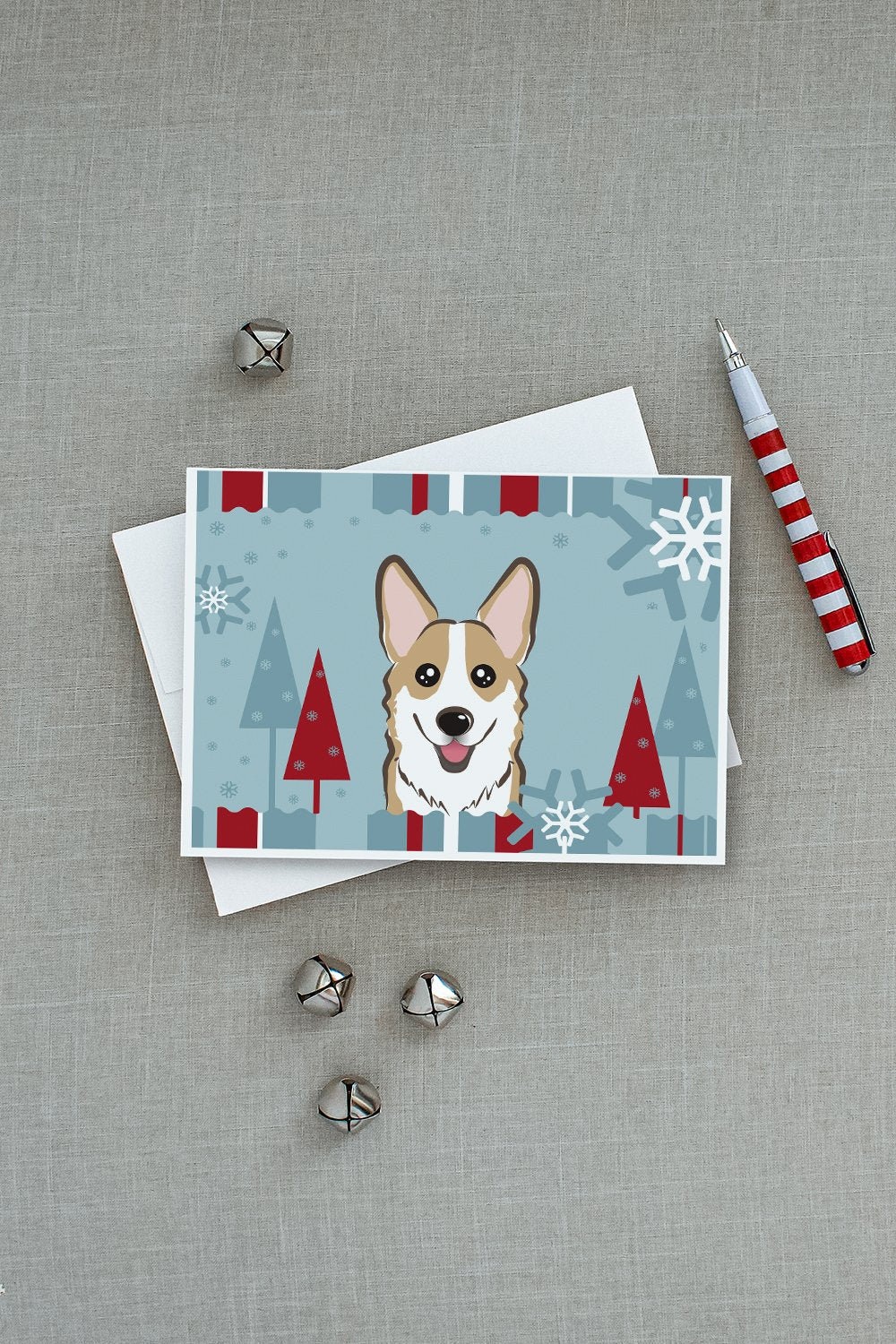 Winter Holiday Sable Corgi Greeting Cards Pack of 8 Blank Cards with Envelopes Whimsical A7 Size 5x7
