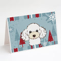 Winter Holiday White Poodle Greeting Cards Pack of 8 Blank Cards with Envelopes Whimsical A7 Size 5x7