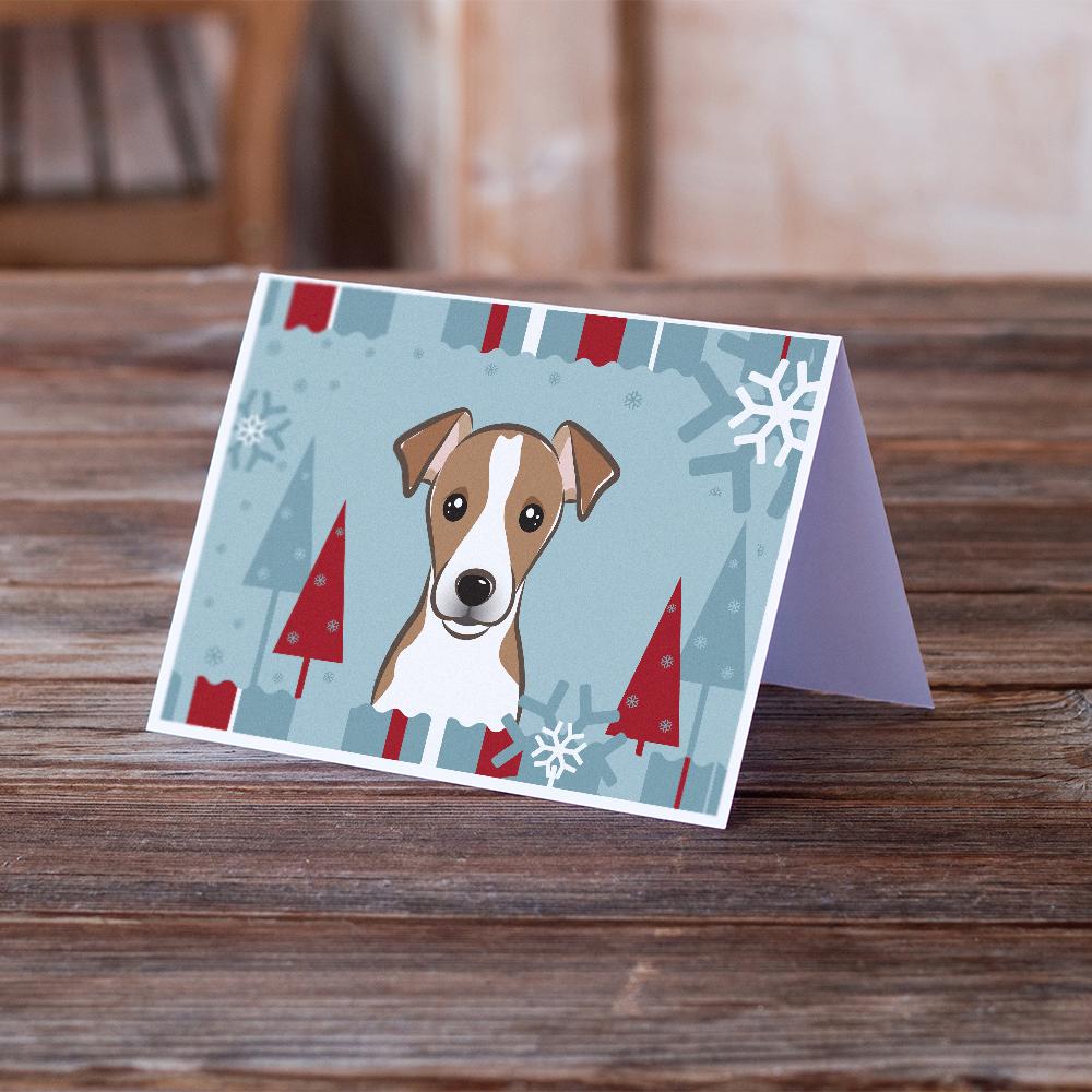 Winter Holiday Jack Russell Terrier Greeting Cards Pack of 8 Blank Cards with Envelopes Whimsical A7 Size 5x7