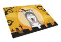 Halloween Alaskan Malamute Cutting Board Tempered Glass Kitchen Cutting Surface, Heat Resistant Chopping, Non-Slip Feet, Food Prep & Serving