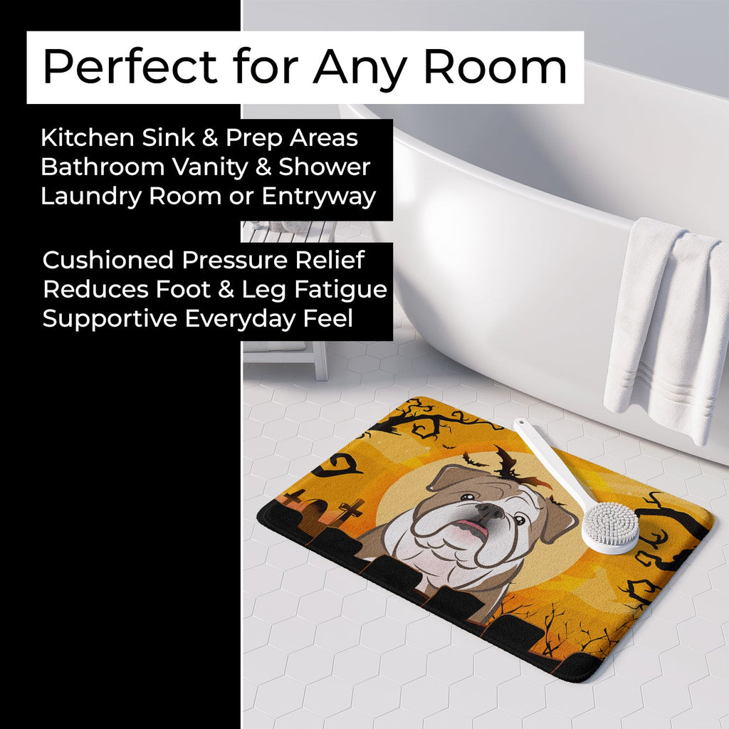 Halloween English Bulldog  Memory Foam Kitchen Mat Machine Washable Anti-Fatigue Cushion Comfort Bath or Kitchen Rug