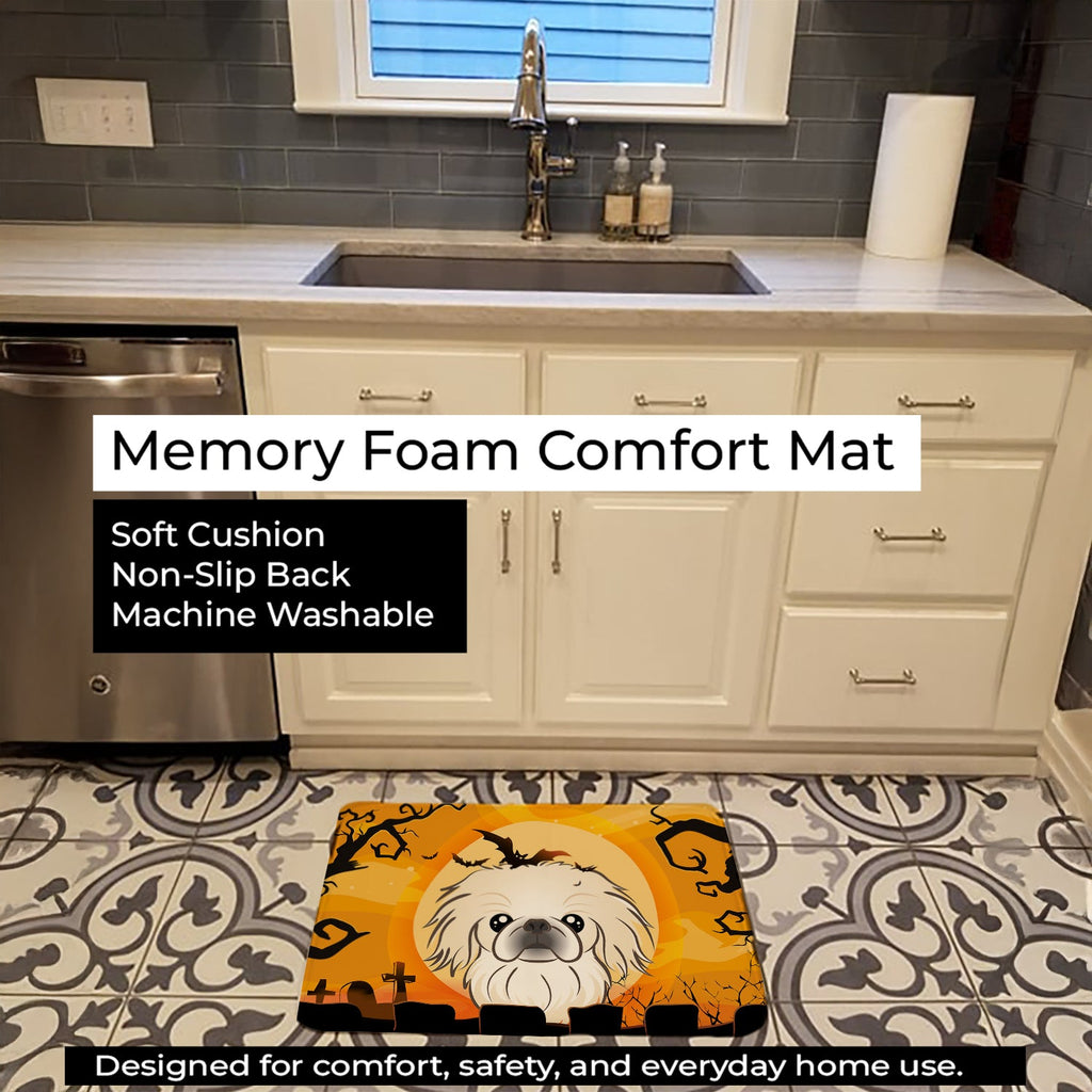 Halloween Pekingese Memory Foam Kitchen Mat Machine Washable Anti-Fatigue Cushion Comfort Bath or Kitchen Rug