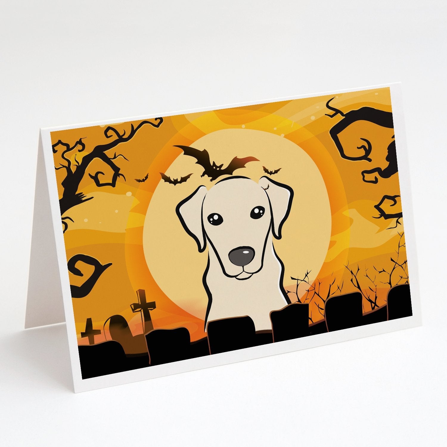 Halloween Yellow Labrador Greeting Cards Pack of 8 Blank Cards with Envelopes Whimsical A7 Size 5x7