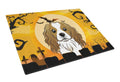 Halloween Cavalier Spaniel Cutting Board Tempered Glass Kitchen Cutting Surface, Heat Resistant Chopping, Non-Slip Feet, Food Prep & Serving