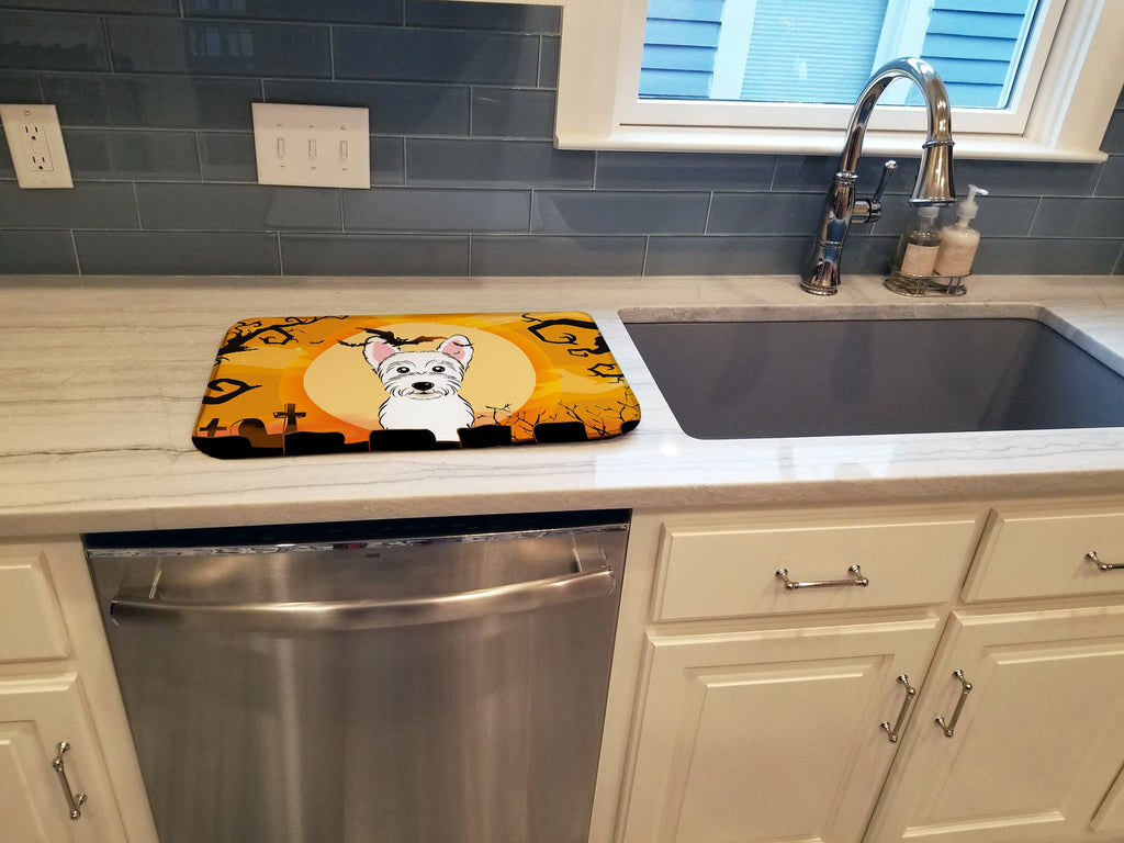 Halloween Westie Dish Drying Mat Absorbent Dish Drying Mat Pad for Kitchen Counter Dish Drainer Mat for Countertop, 14 x 21", Multicolor