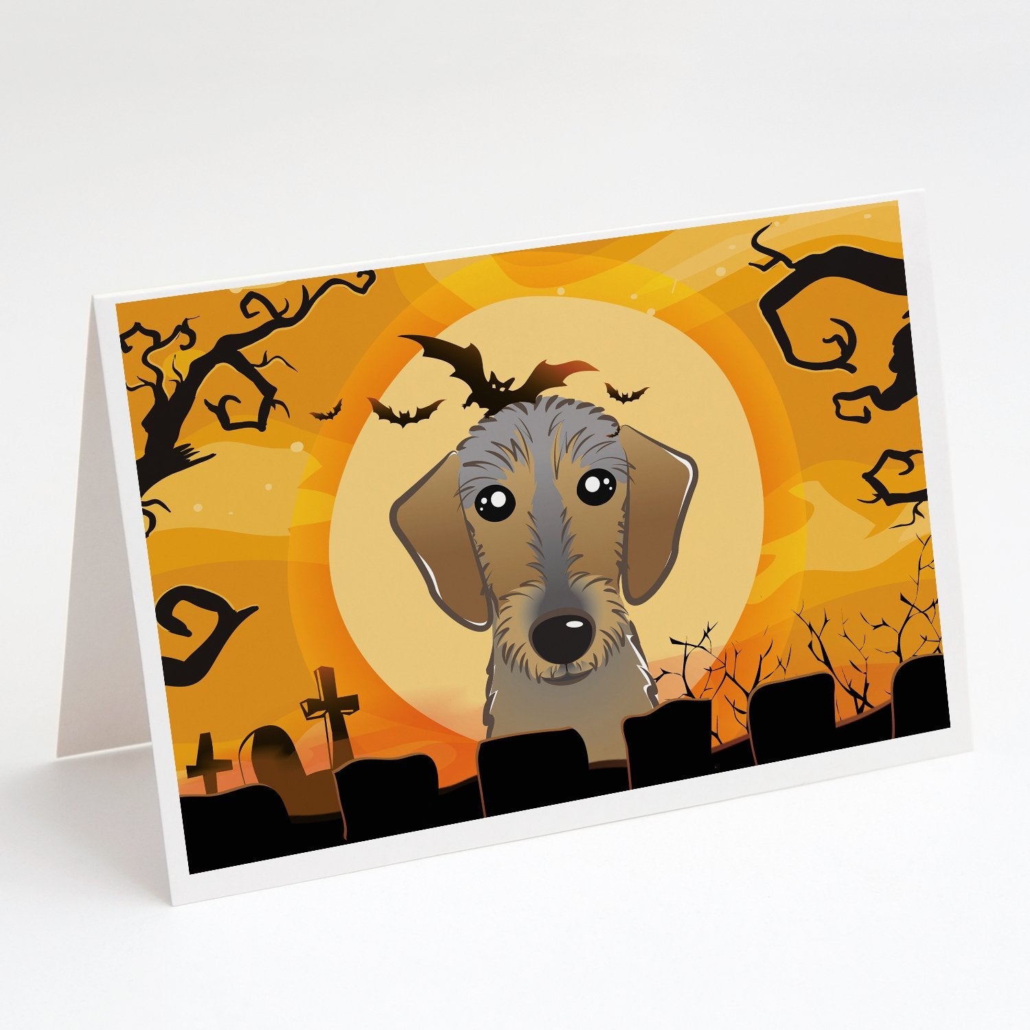 Halloween Wirehaired Dachshund Greeting Cards Pack of 8 Blank Cards with Envelopes Whimsical A7 Size 5x7