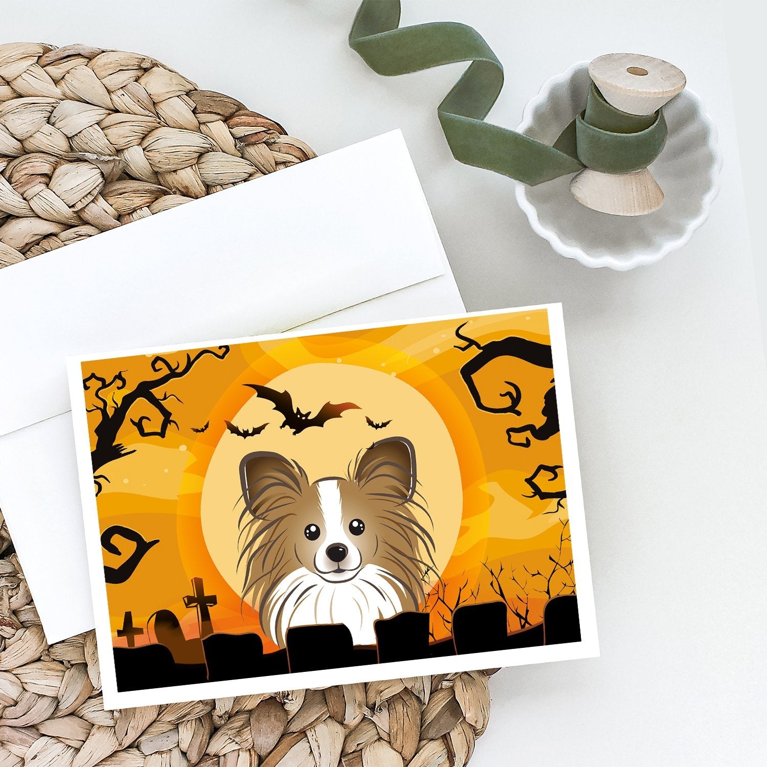 Halloween Papillon Greeting Cards Pack of 8 Blank Cards with Envelopes Whimsical A7 Size 5x7