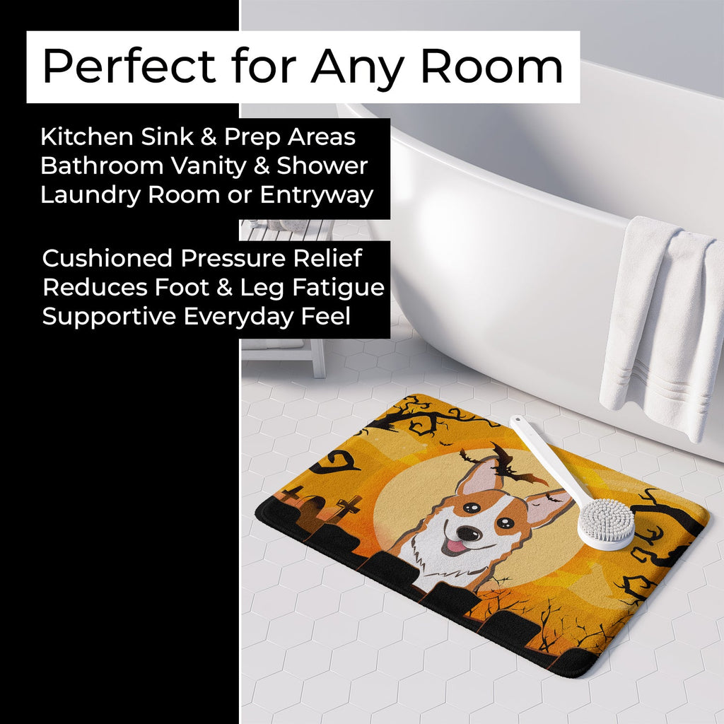 Halloween Red Corgi Memory Foam Kitchen Mat Machine Washable Anti-Fatigue Cushion Comfort Bath or Kitchen Rug
