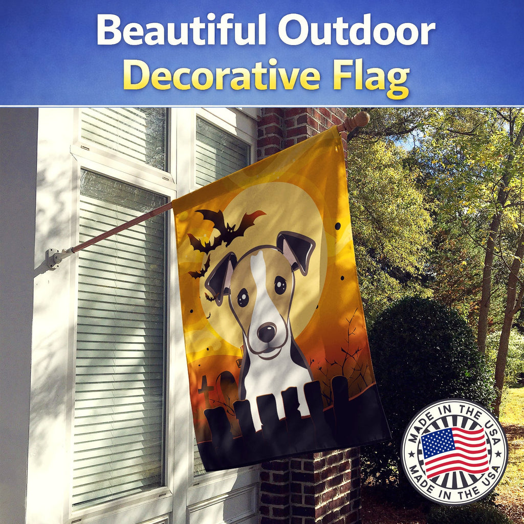 Halloween Jack Russell Terrier House Flag 28x40 Porch Sleeve Pole Decorative Outside Yard Banner Artwork Wall Hanging, Polyester