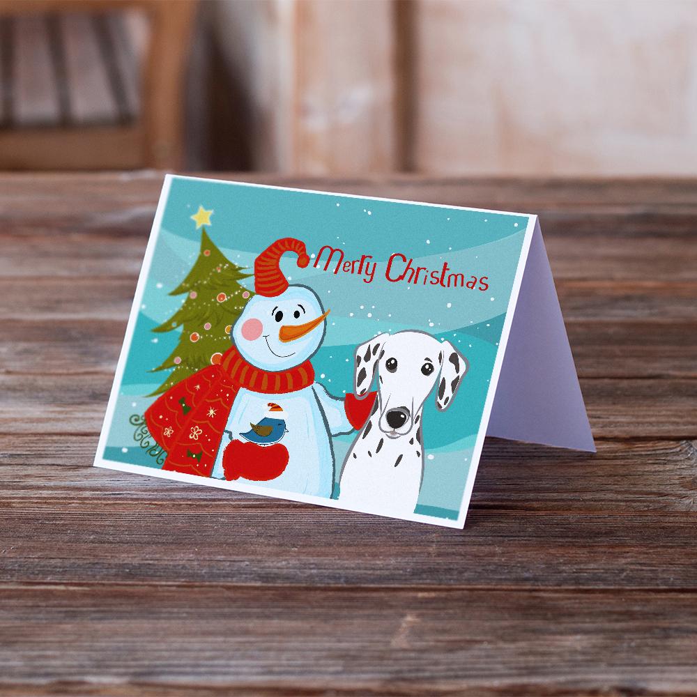 Snowman with Dalmatian Greeting Cards Pack of 8 Blank Cards with Envelopes Whimsical A7 Size 5x7