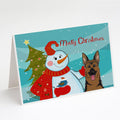 Snowman with German Shepherd Greeting Cards Pack of 8 Blank Cards with Envelopes Whimsical A7 Size 5x7