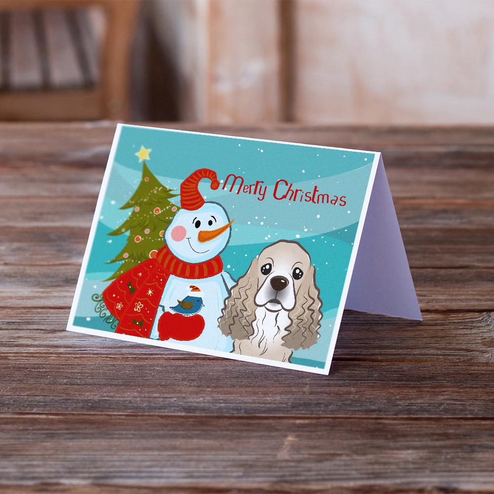 Snowman with Cocker Spaniel Greeting Cards Pack of 8 Blank Cards with Envelopes Whimsical A7 Size 5x7