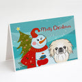Snowman with Pekingese Greeting Cards Pack of 8 Blank Cards with Envelopes Whimsical A7 Size 5x7