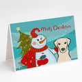 Snowman with Yellow Labrador Greeting Cards Pack of 8 Blank Cards with Envelopes Whimsical A7 Size 5x7