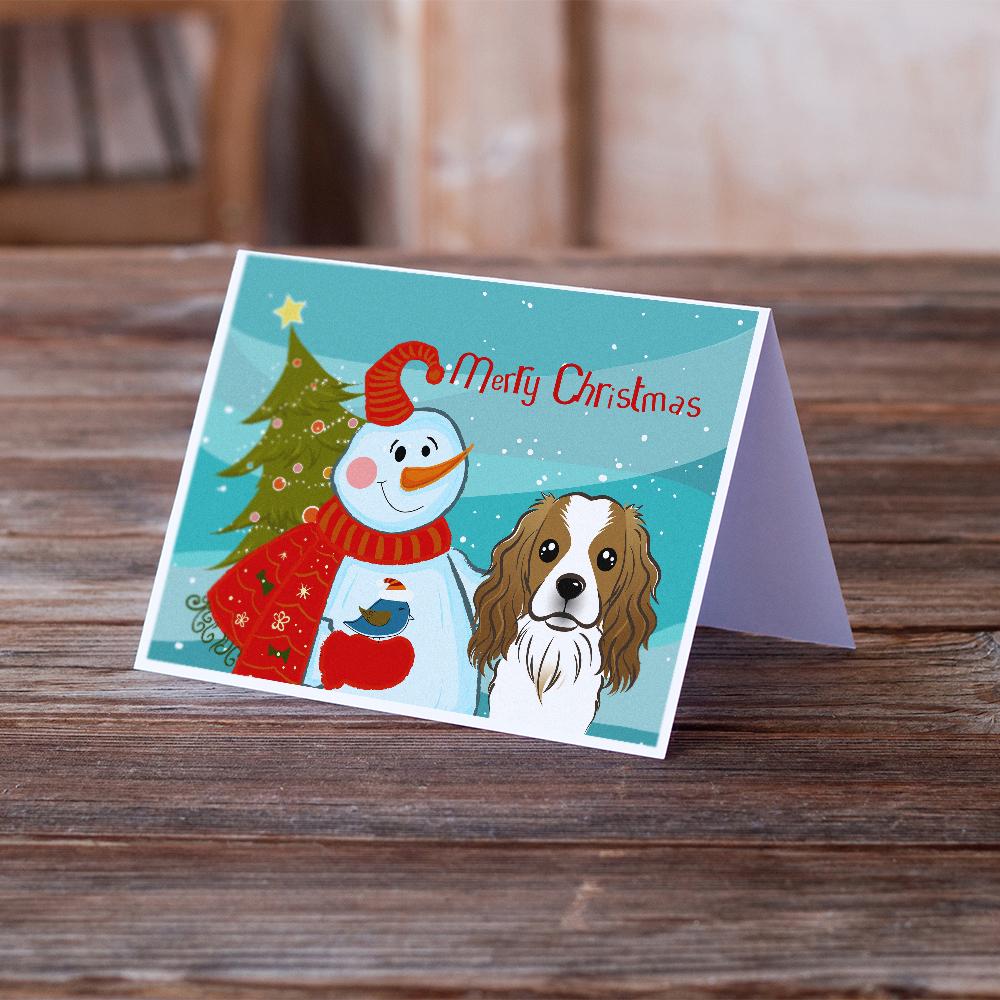 Snowman with Cavalier Spaniel Greeting Cards Pack of 8 Blank Cards with Envelopes Whimsical A7 Size 5x7