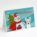 Snowman with Westie Greeting Cards Pack of 8 Blank Cards with Envelopes Whimsical A7 Size 5x7