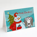 Snowman with Saluki Greeting Cards Pack of 8 Blank Cards with Envelopes Whimsical A7 Size 5x7
