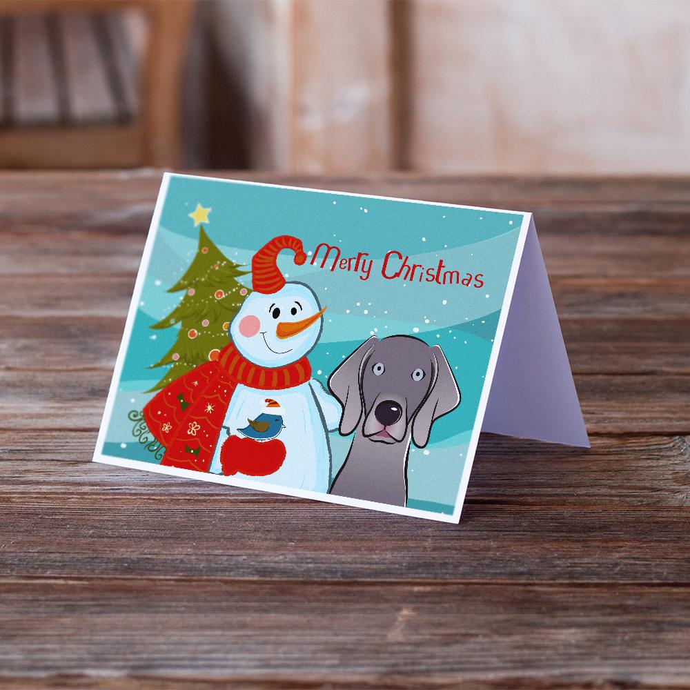 Snowman with Weimaraner Greeting Cards Pack of 8 Blank Cards with Envelopes Whimsical A7 Size 5x7