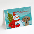 Snowman with Wirehaired Dachshund Greeting Cards Pack of 8 Blank Cards with Envelopes Whimsical A7 Size 5x7
