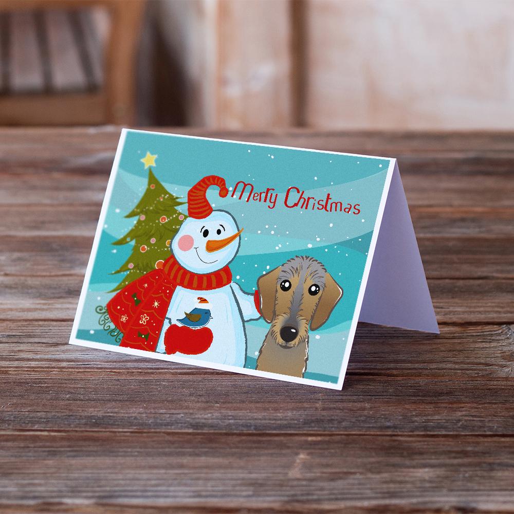 Snowman with Wirehaired Dachshund Greeting Cards Pack of 8 Blank Cards with Envelopes Whimsical A7 Size 5x7