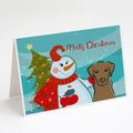 Snowman with Chocolate Labrador Greeting Cards Pack of 8 Blank Cards with Envelopes Whimsical A7 Size 5x7