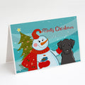 Snowman with Black Labrador Greeting Cards Pack of 8 Blank Cards with Envelopes Whimsical A7 Size 5x7