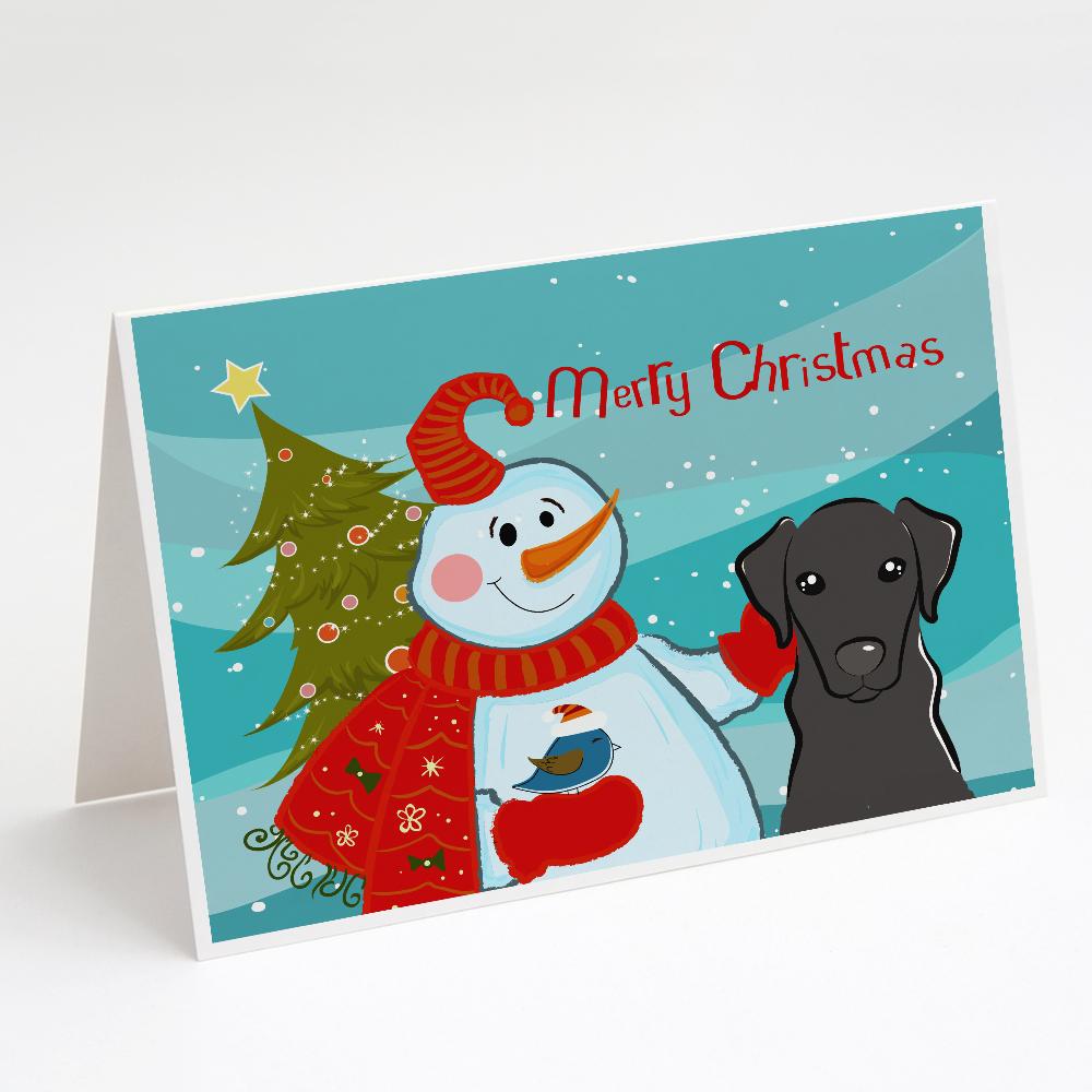 Snowman with Black Labrador Greeting Cards Pack of 8 Blank Cards with Envelopes Whimsical A7 Size 5x7