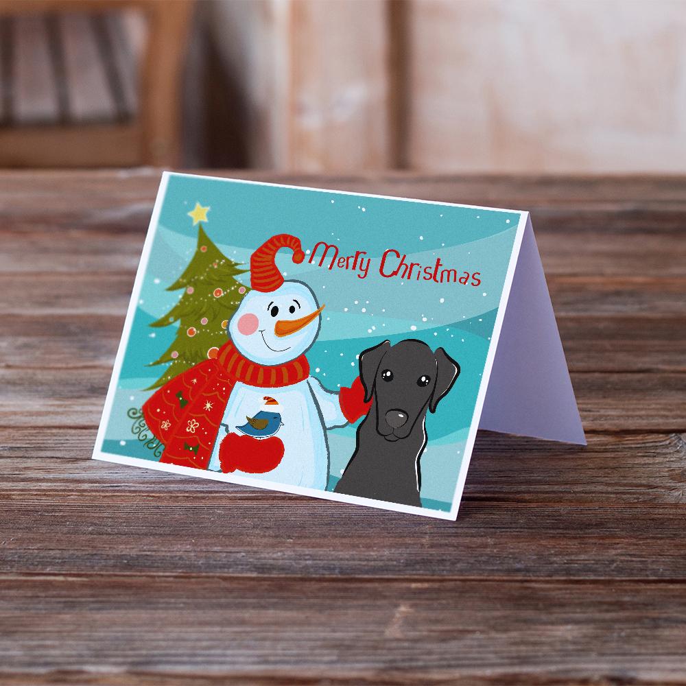 Snowman with Black Labrador Greeting Cards Pack of 8 Blank Cards with Envelopes Whimsical A7 Size 5x7
