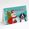 Snowman with Bernese Mountain Dog Greeting Cards Pack of 8 Blank Cards with Envelopes Whimsical A7 Size 5x7