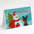 Snowman with Min Pin Greeting Cards Pack of 8 Blank Cards with Envelopes Whimsical A7 Size 5x7